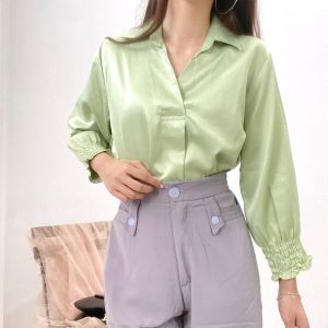 KEMEJA SATIN BLOUSE / V NECK / KEMEJA KANTOR / ATASAN WANITA