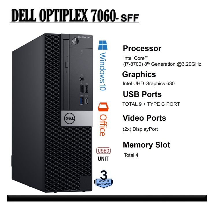 Dell Optiplex 7060 SFF Desktop, 8th Gen Intel Core i7-8700 6-Core ...