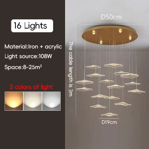 Restaurant chandelier staircase light Nordic bedroom lamp interior decoration ceiling lamp 27