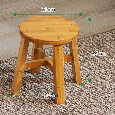 FAMILIFE Solid Wood Round Stool Easy Assemble Foot Rest/Utility Low Stool/Outdoor Chair Space Saver Aesthetic Looking Round Stool