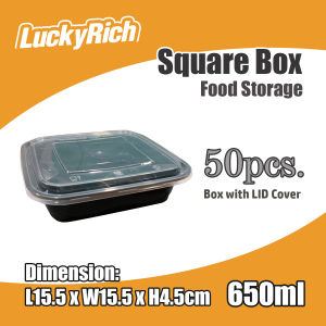 LuckyRich - Square Box - Food Storage 50pcs 650ml with lid cover