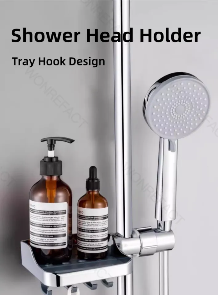 Shower Wand Holder – 360° Rotating, No-Drill Adhesive Mount, ABS Plastic, White, Universal Hand Shower Bracket For Bathroom
