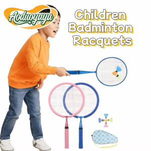 Aoduoyaya Shock Absorbing Children Badminton Rackets Portable Soft Grip Badminton Racquets with Carry Bag Anti Slip Handle