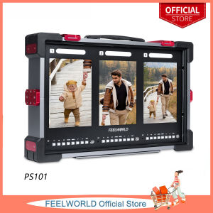 FEELWORLD PS101จอภาพแนวตั้งขนาด10.1นิ้ว1000nit มอนิเตอร์สำหรับพกพาขึ้นเครื่องพร้อมรูปคลื่นความสว่างสูง3D เคส HDR แบบพกพาสำหรับดราม่าสั้น