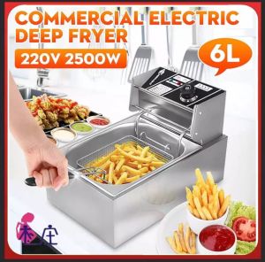 Commercial Electric Deep Fryer Heavy Duty 6L 220W Multifunctional Fryer Large Capacity