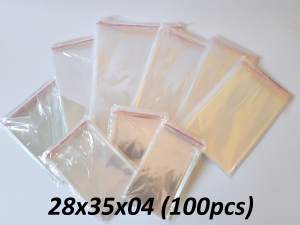 Plastik Seal OPP 28x35x04 (100 lembar) / Plastik Lem 28 x 35 x 04 Bening Rekat Kaos Baju Kemeja Celana