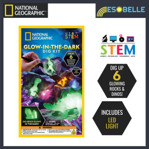National Geographic Glow-In-The-Dark Dig Kit - Excavate 6 Glowing Rocks & Dinos