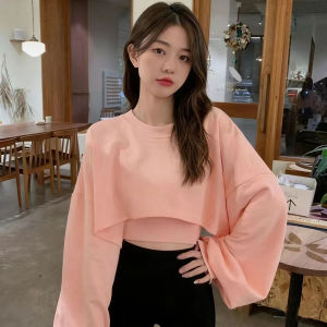 3CPS/Single New Fashion Long-sleeved Crop Top Sweater with Vest Womens Top High Waist Wide Leg Pants Females Students Leisure Suit