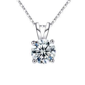 AES925 Pure silver moissanite necklace for women simple and elegant classic four-prong pendant collarbone chain jewelry item from live broadcasts