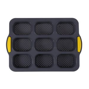 HCHC MALL Chống dính Khuôn làm bánh bằng silicon Silicone 9 ô lưới Khuôn làm bánh hamburger Dễ dàng làm sạch Có thể tái sử dụng Khuôn nướng bánh bằng silicon Dụng cụ làm bánh