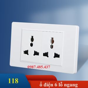 Ổ cắm điện 6 lỗ tròn chữ nhật 16A kích thước 118*72mm