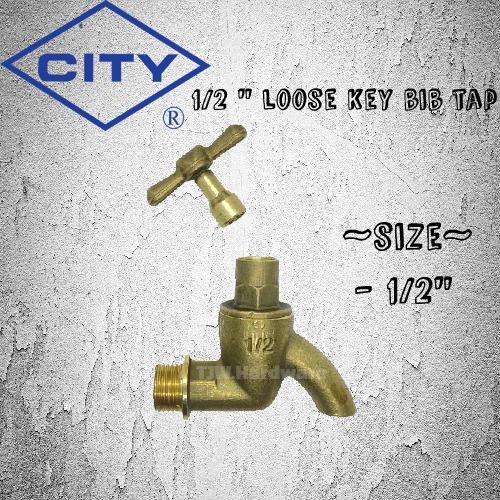 City HEAVY DUTY 1/2 inch loose removable key water Tap brass bib tap