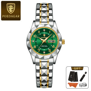Poedagar Chính Hãng Đồng hồ nữ dây đeo bằng thép không gỉ lịch dạ quang không thấm nước 782