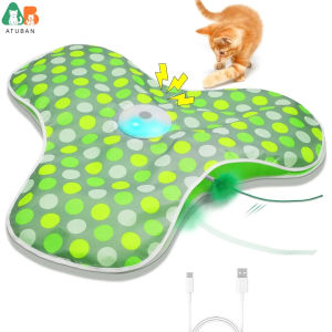 Interactive Cat Toys RechargeableMoving Concealed FeathersReal Mouse SqueakyTouch Activated Cat Kitten Toy Cat Exercise Toys