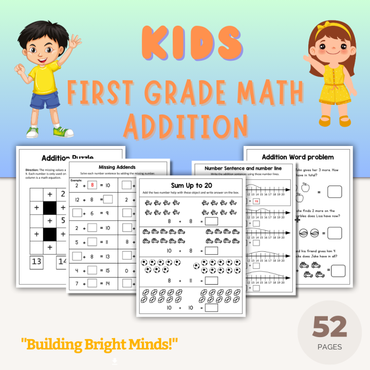First Grade Math Addition Workbook Grade 1 Addition Kids Busy Book ...