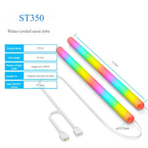 Addressable RGB Water Cooling Sleeve LED Neon Strip 2 Pack 360 Degree Diffused Light 5V 3Pin Daisy Chain Compatible Aura MSI Mystic PC Modding Enthusiast