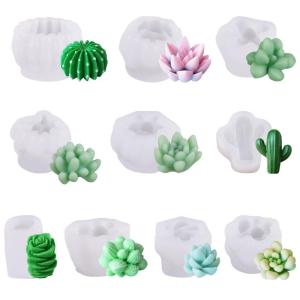 9/10Pcs 3D Succulent Molds Silicone Cactus Flower Shape Casting Moulds Set for DIY Projects and Artistic Creation