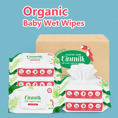 Einmilk Organic Baby Wet Wipes With Refill (80Pcs X 8 Packs - 640 Sheets) - Baby Wipes