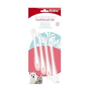 แปรงสีฟันหัวเล็กพิเศษ แพ็ค 4 อัน สำหรับสุนัขและแมว Bioline Toothbrush Set 4pcs.(B2235)