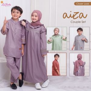 LABELLA || GAMIS KOKO SARIMBIT LEBARAN ADIK & KAKAK BAHAN KATUN IMPORT AMIRA SOFIA AIZA COUPLE GAMIS POLOS HIASAN RIMPLE RUFFLE CANTIK SET JILBAB PASHMINA CERUTTY SETELAN BAJU KOKO MUSLIMIN ATASAN LENGAN 3/4 HIASAN BORDIR ANAK CEWEK DAN COWOK USIA 3-13 TH