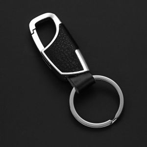 Men PU Leather Keychain Anti-Lost Business Heavy Duty Metal Car Keyrings Simple Waist Hanging Keys Holder For Boyfriend Gifts