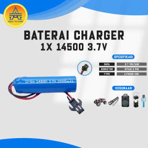 Baterai Charger 14500 Li-Ion  3.7V - 2000mAh Soket Soket Hitam 2 Pin Untuk Mainan RC