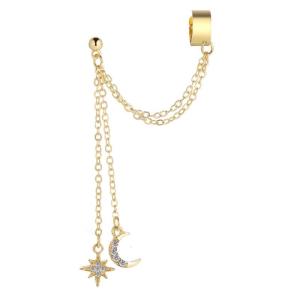 Modern Ear Clip Alloy Moon Star Dangle Earrings For Women Girls Gift Handmade Geometric Ear Accessories