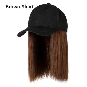 Black Hat wig Baseball Cap Wig with Short Straight Hair Hat Wigs