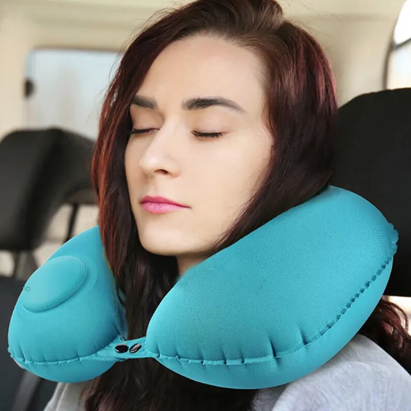 Inflatable U-Shape Neck Pillow Travel Car Airplane Rest Head Neck