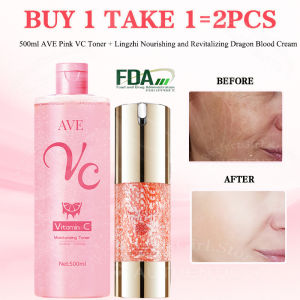 【BUY 1 TAKE 1】Retinol Cream Dragon Blood Cream Whitening Moisturizing Melasma Remover Ance Freckles Remover + FDA Approval AVE Pink Vitamin C Toner Toner 500ML Anti Wrinkles The Skin Brightens Set