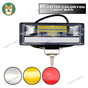 18 LED TRI-COLOR FOG LIGHT BAR HEADLIGHT LED BAR FOR MOTORCYCLE 12-80V 3135-2 UNIVERSAL [PRETTY USEFUL]