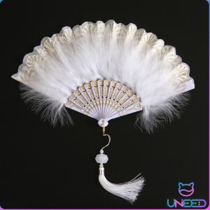 Need Feather Fan Folding Fan for Lolita Costume Accessories Dance Wedding Party Decor