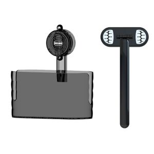 CHENJIE ติดผนัง ที่จัดระเบียบผ้าเช็ดหน้าแบบดูด ถอดออกได้ พลาสติก กล่องเก็บผ้าเช็ดตัว แฟชั่น พร้อมไม้ถูพื้นแบบถือ ถังเก็บน้ำที่มีระบบระบายน้ำ สำหรับบ้าน