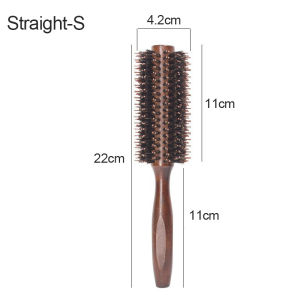 1pcs Round Comb Bristle Hair Brush Comb Quiff Roller Curling Rolling Brush DIY Hairdressing Tool Wooden Hair Blower Brush Roller Brush Massage Cylinder Roller Comb Straight Hair Styling Curly