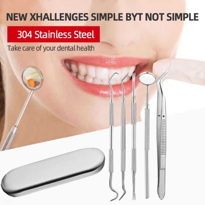 thumbnail image 2 of 4-Piece Dental Care Kit – Stainless Steel Tooth Scraper & Plaque Remover For Home Use 2 of 6