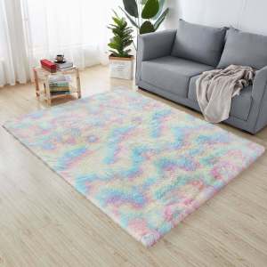 Nicole 200X300CM Large Tie Dye Plush Carpet Super Soft Fluffy Rug Anti-slip Floor Mat Carpet for Living Room Bedroom Tatami Mat Home Decor Rugs Bedroom and living room decorative carpets