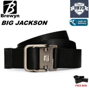 BREWYN JACKSON Double Metal Buckle Canvas Belt Ikat pinggang pria - BLACK