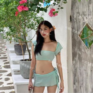 2026 Hot Sale [ Shipped from China ] New vintage Korean-style mesh pure desire style small bust beach vacation pure desire hot spring three-piece skirt-style swimsuit for women B3
