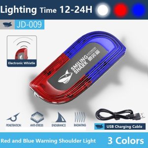 SmilingShark Đèn Cảnh Báo JD-009 Đèn LED Kẹp Vai Màu Xanh Đỏ Đèn Cảnh Báo Màu Đỏ Nhấp Nháy Chống Nước Sạc Usb Còi Điện Tử Tuần Tra An Ninh Tín Hiệu An Toàn Cảnh Báo Âm Thanh Tuần Tra Ban Đêm Ngoài Trời Đèn Xe Đạp Chạy Bộ An Toàn Khi Lái Xe