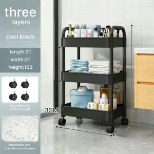 Transparent Multifunction Trolley Cart Organizer3/4/5Tier Plastic Storage Moving Rack with Wheels