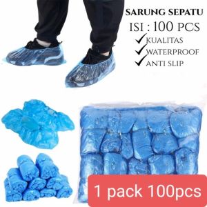 isi 100pcs sarung sepatu medis anti bakteri anti kuman plastic shoes cover HB03