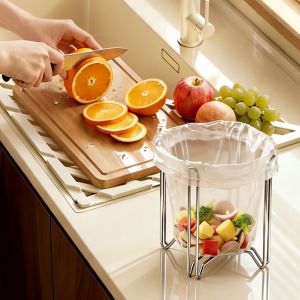 NEXTYOO Gấp lại Giá đỡ túi rác Thép không gỉ Di động Giá đựng túi rác Tiện lợi Đa chức năng Giá đỡ túi đựng rác để bàn Sử dụng trong nhà bếp