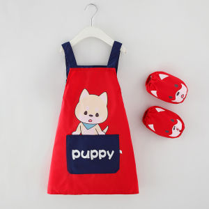 Kids Apron Set 3PCS Waterproof Cute Cartoon Animals Children Painting Cooking Apron