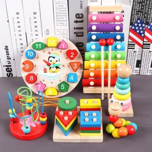 Combo 6 món đồ chơi gỗ montessori thông minh phát triển trí tuệ cho bé