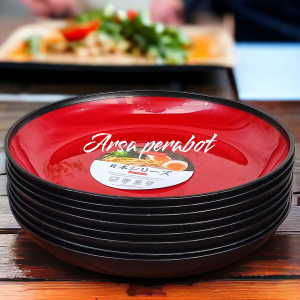 6Pcs Grtis sndok Piring ramen bulat cekung tebal bebas BPA