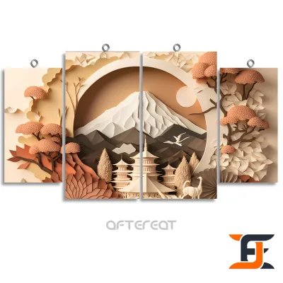 HIASAN DINDING 4 IN 1 SET CHINA TOWN PAPPERART WALLDECOR NUANSA ABSTRAK PAINTING LUKISAN ALAM HIASAN DAN PAJANGAN RUMAH KAYU AESTHETIC KEKINIAN