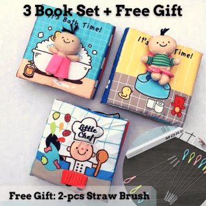 Kidshouse Soft Book for Toddler Children - Colorful and Interactive Learning Toy Potty Time Training Bath Time Cook with Chef Early Development Learning Toys Baby Infant Toddlers Kids ET100