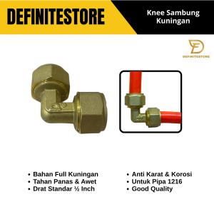 Knee Drat Dalam Luar 1/2 Inch KDD KDL Male Female Elbow Keni Sambungan Full Kuningan Anti Karat