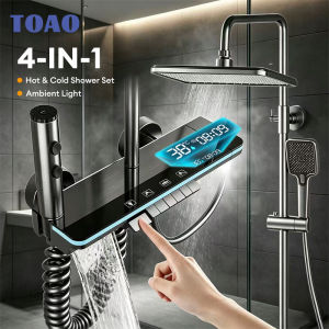 TOAO 4 in 1 Shower Set with Hot and Cold Faucet Digital Display Screen Piano Key Buttons Bathroom