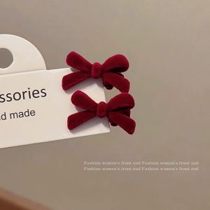 Local Delivery 2pcs Wine Red Girls New Year Hairclips Korean Fashion Style Accessory for Women